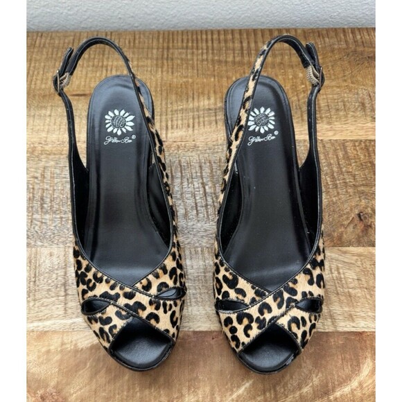 Yellowbox Women's Slingback Sandals Cheetah Wedge Huffy Print 9 Leather Upper - Picture 1 of 8